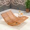 Costway Outdoor Double Chaise Lounge for 2 with High Back Slatted Seat Stopper for Patio